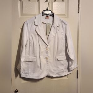 Laurie Felt NWT women 1X Denim white blazer